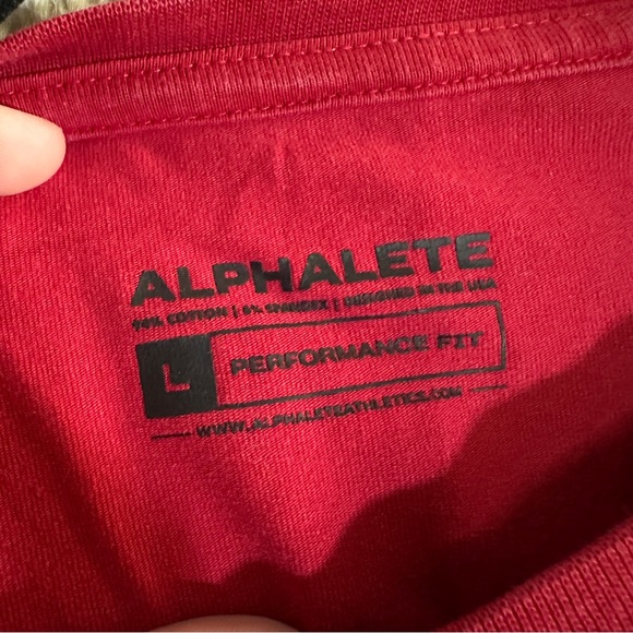 ALPHALETE men's red / black logo short sleeve crewneck tee L - Picture 7 of 8